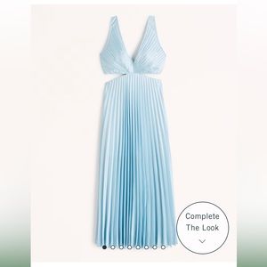 Abercrombie Satin Pleated Cutout Maxi Dress